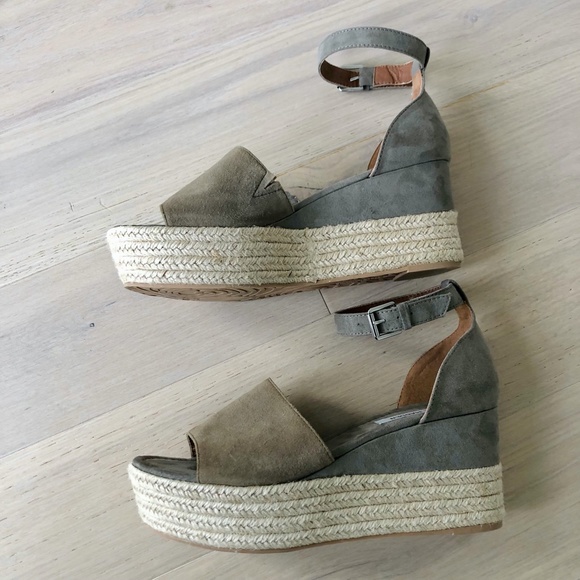 Steve Madden Shoes - Steve Madden Apollo Gray Suede Platform Espadrille Wedge Sandals Sz 10